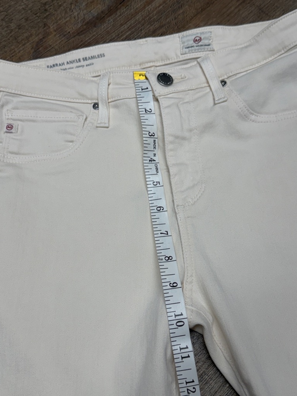 AG women’s Farrah Ankle Seamless Off-White high rise skinny Jeans size 28 - Picture 13 of 14